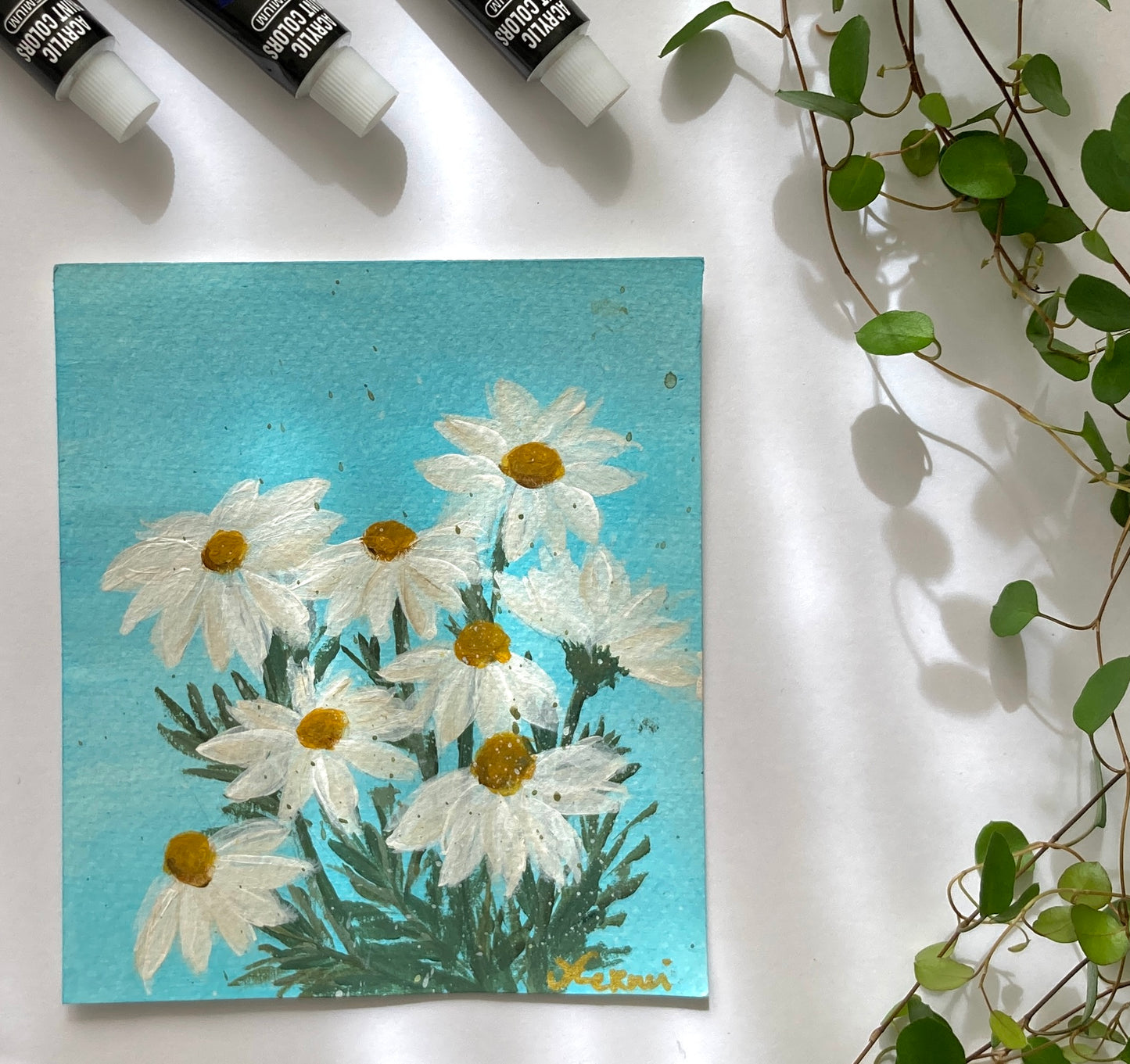 Daisies on blue