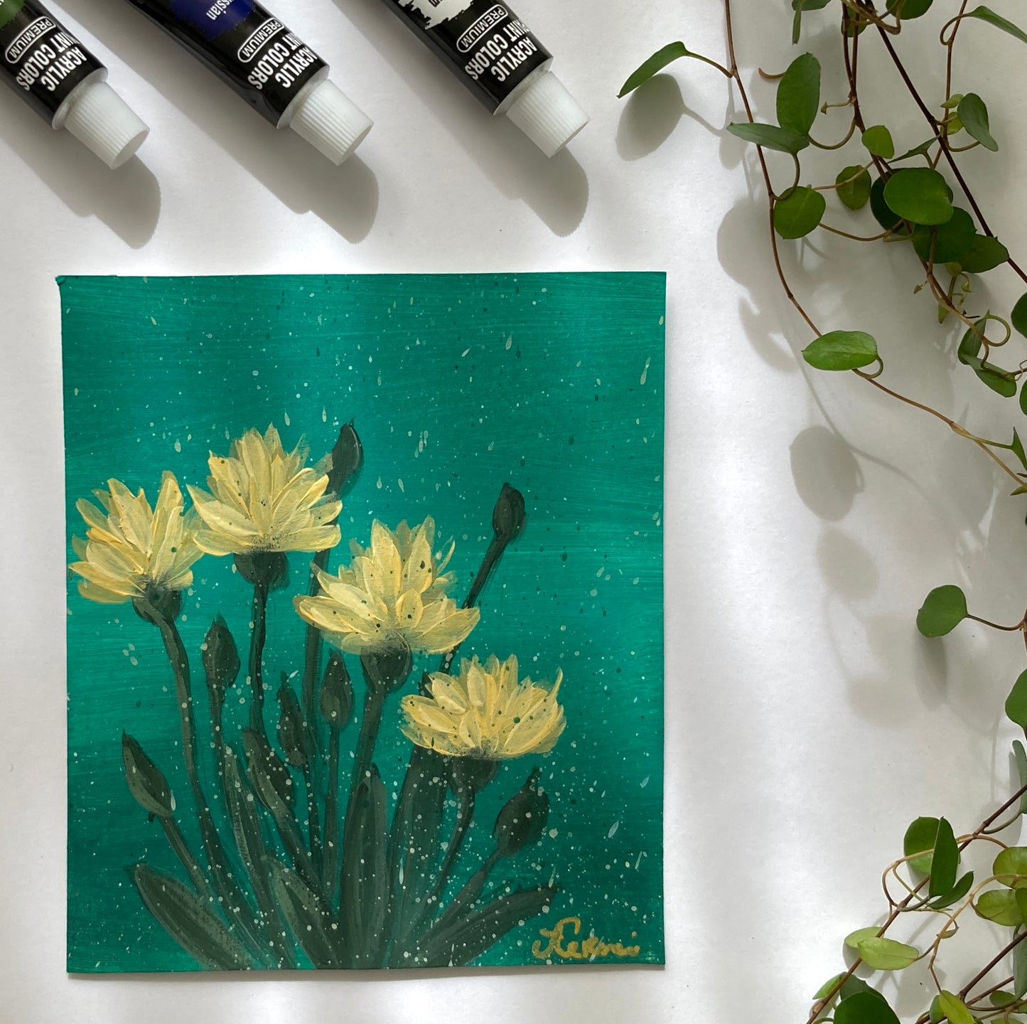 Yellow flowers on green