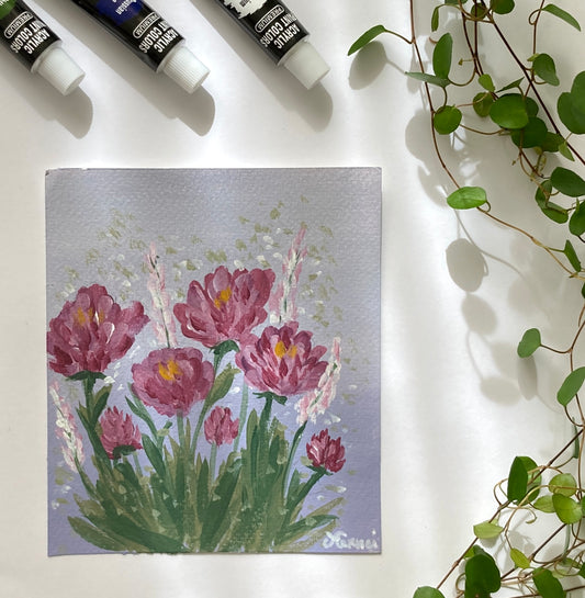 Pink flowers on light purple